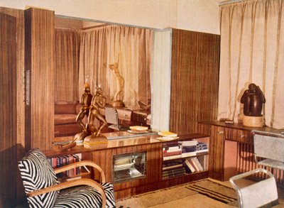 Wohnzimmer entworfen von Serge Chermayeff für den Bildhauer A.G. Grinling, aus Farbkonzepte für das moderne Zuhause von Derek Patmore, 1933 von English Photographer